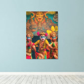 Indonesische Bali Gemaskerde Dansers  Canvas Afdruk (Insitu (Houten vloer))