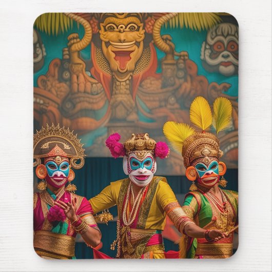 Indonesische Bali Gemaskerde Dansers  Muismat (Voorkant)