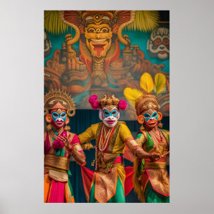 Indonesische Bali gemaskerde dansers Poster