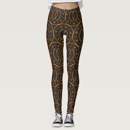 Indonesische batik, bruine achtergrond. Leggings (Voorkant)