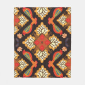 Indonesische batik: flora fauna motief. fleece deken (Voorkant)