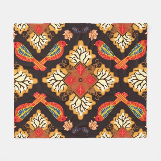 Indonesische batik: flora fauna motief. fleece deken (Voorkant (Horizontaal))