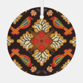 Indonesische batik: flora fauna motief. glas ornament (Achterkant)