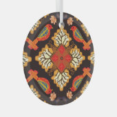 Indonesische batik: flora fauna motief. glas ornament (Voorkant Rechts)