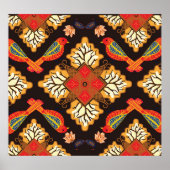 Indonesische batik: flora fauna motief. poster (Voorkant)