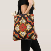 Indonesische batik: flora fauna motief. tote bag (Dichtbij)