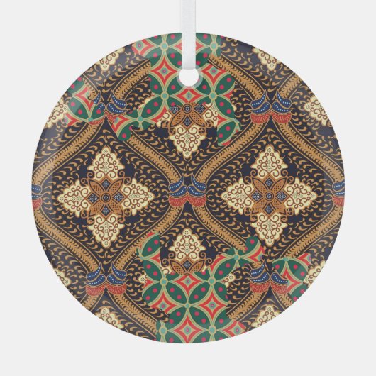 Indonesische batik op basis van plant: kenmerkende glas ornament (Voorkant)