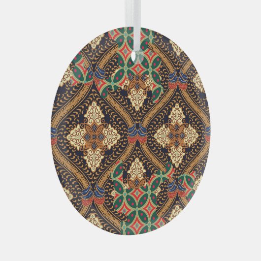 Indonesische batik op basis van plant: kenmerkende glas ornament (Voorkant Rechts)