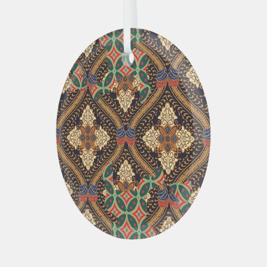 Indonesische batik op basis van plant: kenmerkende glas ornament (Voorkant links)