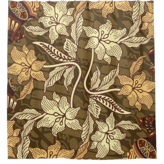 Indonesische batikmotieven met flora- en faunatpat douchegordijn (Voorkant)