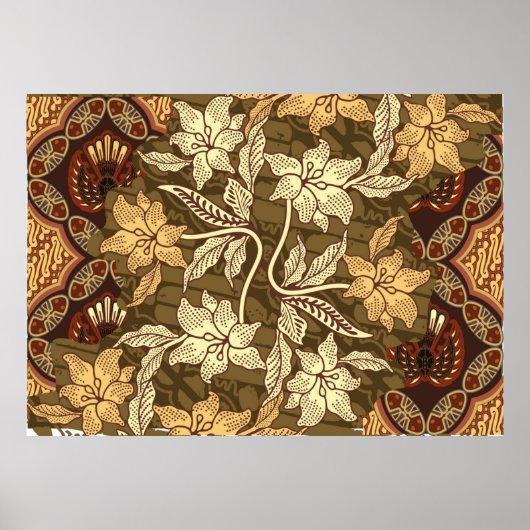 Indonesische batikmotieven met flora- en faunatpat poster (Voorkant)