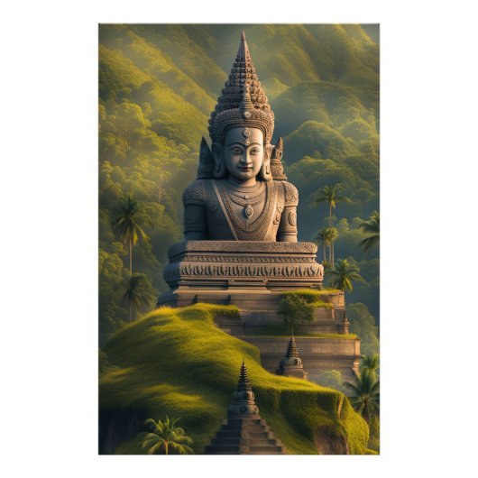 Indonesische Berg-Buddha Foto Afdruk (Voorkant)