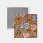 Indonesische Bloemen Batik Goud Magneet (Voorkant / Achterkant)