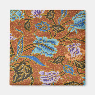 Indonesische Bloemen Batik Goud Magneet