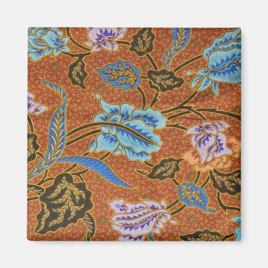 Indonesische Bloemen Batik Goud Magneet (Voorkant)