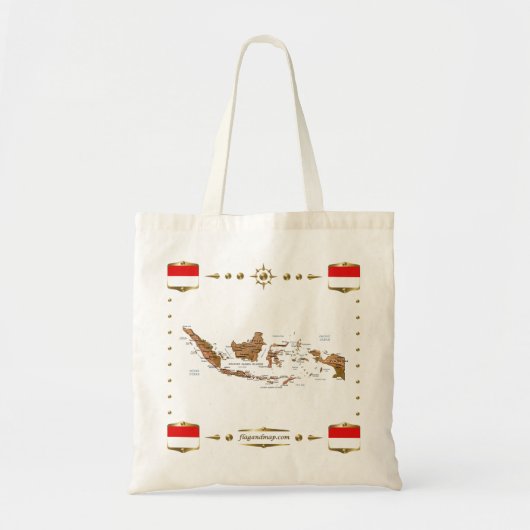 Indonesische kaart + vlag tote bag (Voorkant)