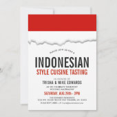 Indonesische keuken | Party Flag Witte Uitnodiging (Voorkant)