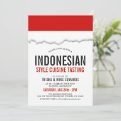 Indonesische keuken | Party Flag Witte Uitnodiging (Staand voorkant)