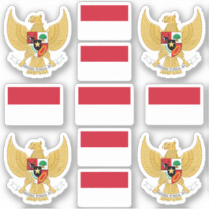 Indonesische nationale symbolen/wapenschild en vla sticker