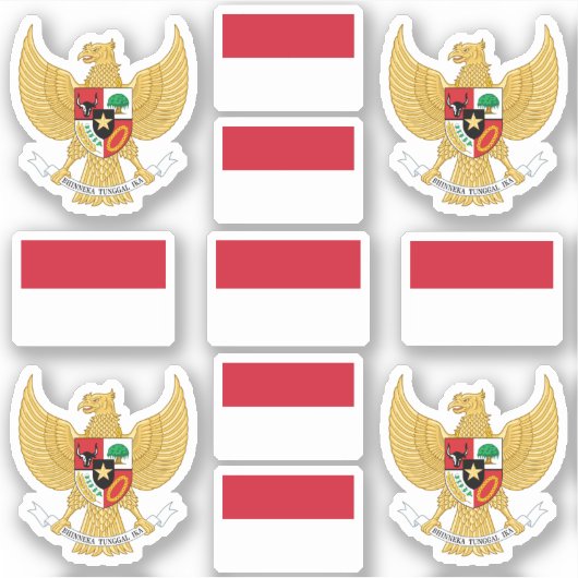 Indonesische nationale symbolen/wapenschild en vla sticker (Voorkant)