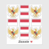 Indonesische nationale symbolen/wapenschild en vla sticker (Vel)