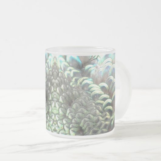 Indonesische Peacock Feathers Pattern Fr. Glazen M Matglas Koffiemok (Voorkant rechts)