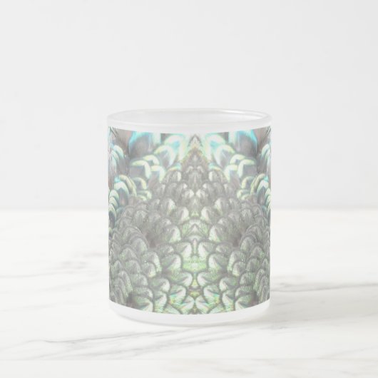 Indonesische Peacock Feathers Pattern Fr. Glazen M Matglas Koffiemok (Center)