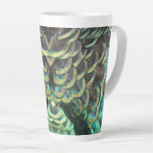 Indonesische Peacock Feathers Pattern Latte Mok (Rechterhoek)