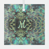 Indonesische Peacock Patroon Cust. Monogram Orname Glas Ornament (Voorkant)