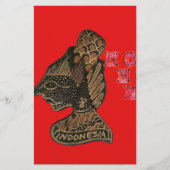 Indonesische Schaduwpop Hohoho Design op rood doek Briefpapier (Voorkant)