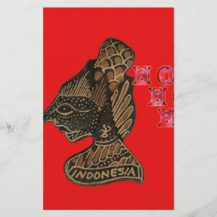 Indonesische Schaduwpop Hohoho Design op rood doek Briefpapier
