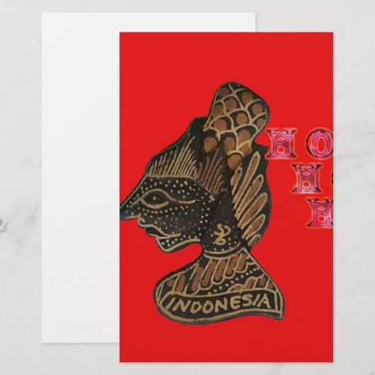 Indonesische Schaduwpop Hohoho Design op rood doek Briefpapier (Voorkant / Achterkant)