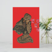 Indonesische Schaduwpop Hohoho Design op rood doek Briefpapier (Staand voorkant)
