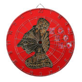 Indonesische Schaduwpop Hohoho Design op rood doek Dartbord (Voorkant)