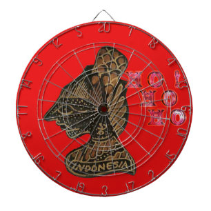 Indonesische Schaduwpop Hohoho Design op rood doek Dartbord
