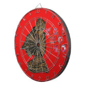 Indonesische Schaduwpop Hohoho Design op rood doek Dartbord (Voorkant Rechts)