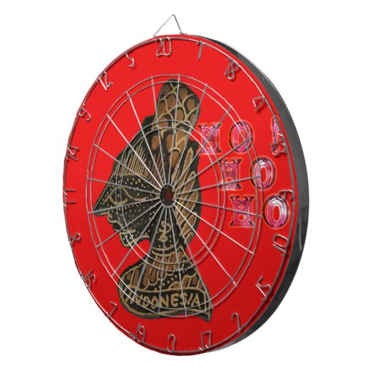 Indonesische Schaduwpop Hohoho Design op rood doek Dartbord (Voorkant Rechts)