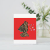 Indonesische Schaduwpop Hohoho Design op rood doek Feestdagenkaart (Staand voorkant)