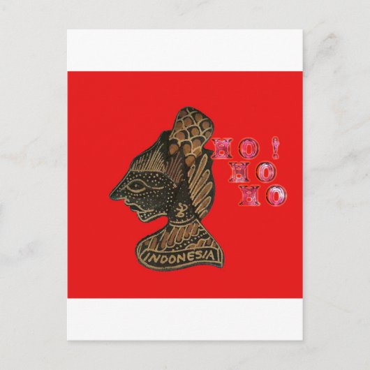 Indonesische Schaduwpop Hohoho Design op rood doek Feestdagenkaart (Voorkant)