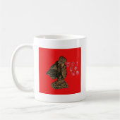 Indonesische Schaduwpop Hohoho Design op rood doek Koffiemok (Links)