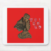 Indonesische Schaduwpop Hohoho Design op rood doek Muismat (Voorkant)