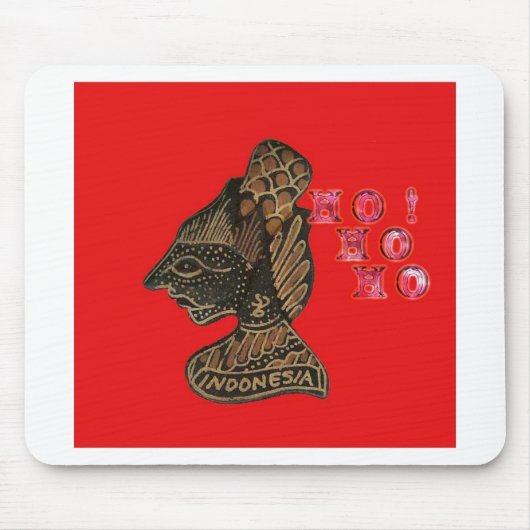 Indonesische Schaduwpop Hohoho Design op rood doek Muismat (Voorkant)