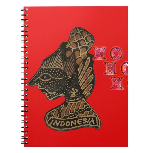 Indonesische Schaduwpop Hohoho Design op rood doek Notitieboek (Voorkant)