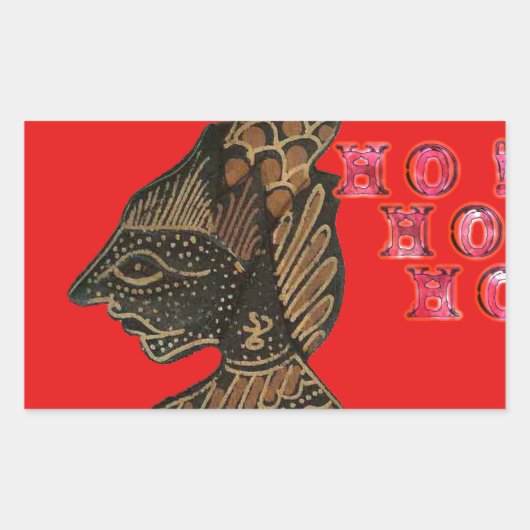 Indonesische Schaduwpop Hohoho Design op rood doek Rechthoekige Sticker (Voorkant)