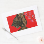 Indonesische Schaduwpop Hohoho Design op rood doek Rechthoekige Sticker (Envelop)