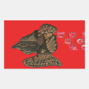 Indonesische Schaduwpop Hohoho Design op rood doek Rechthoekige Sticker