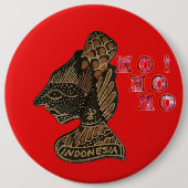 Indonesische Schaduwpop Hohoho Design op rood doek Ronde Button 6,0 Cm (Voorkant)