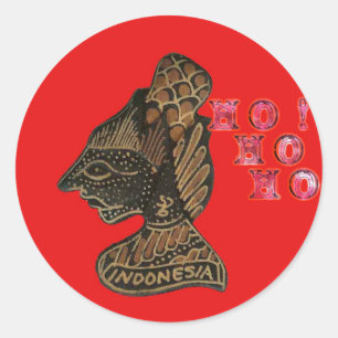 Indonesische Schaduwpop Hohoho Design op rood doek Ronde Sticker