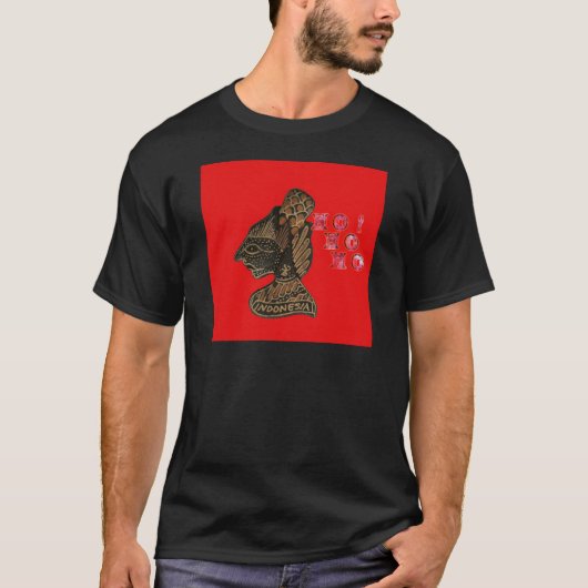 Indonesische Schaduwpop Hohoho Design op rood doek T-shirt (Voorkant)