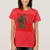Indonesische Schaduwpop Hohoho Design op rood doek T-shirt (Voorkant)